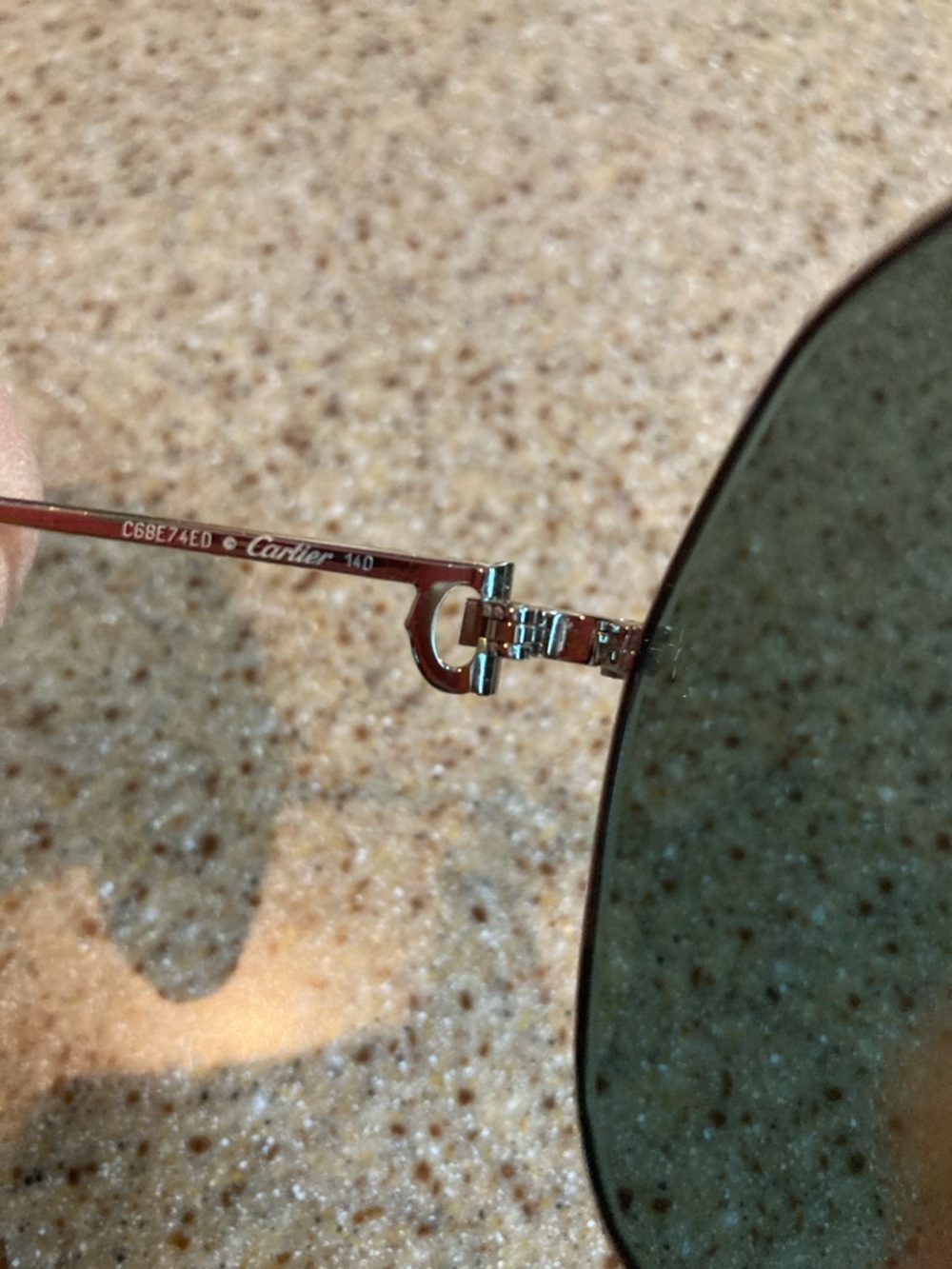 Cartier Silver Frame Green Lens Aviator Sunglasses - Picture 7 of 7